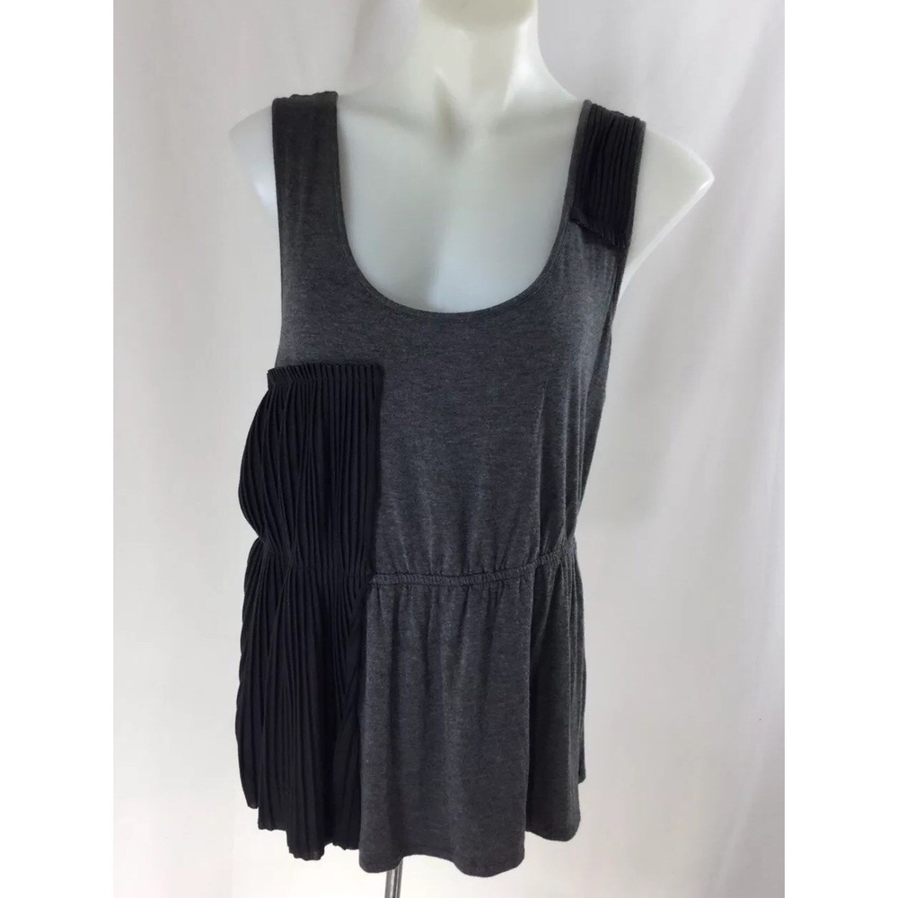 Olga Kapustina Womens Top Gray Sleeveless Pleated Sleeveless size XL